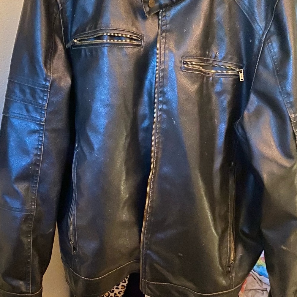 Guess Men's Black Leather Jacket